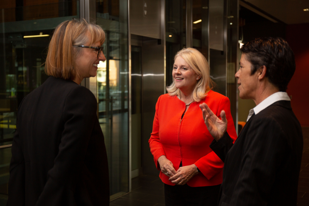 The Minister for Industry, Science and Technology, Karen Andrews (centre), at the funding announcement.