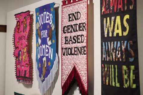 feminist banner series by artist tal fitzpatrick