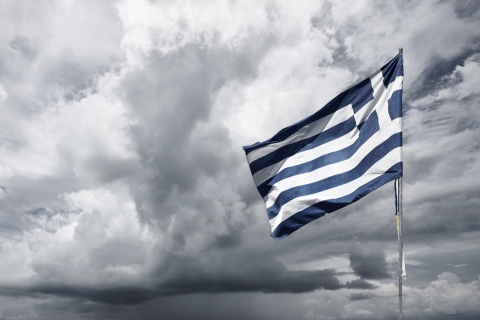 Greek flag, storm