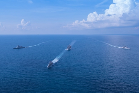 Defence boats at sea