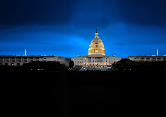 The White House in Washington DC, USA, is illuminated at night