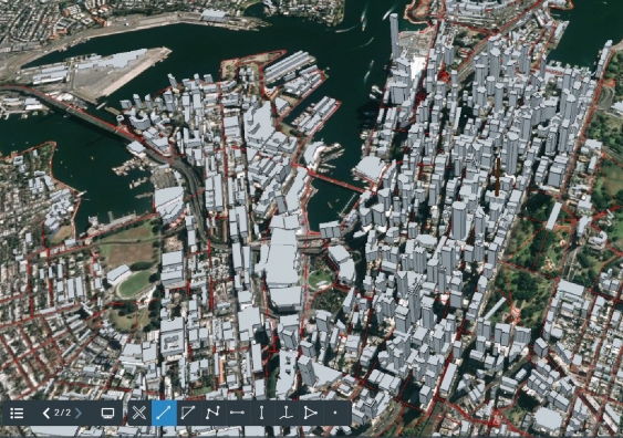 3d model of city of Sydney cycling network