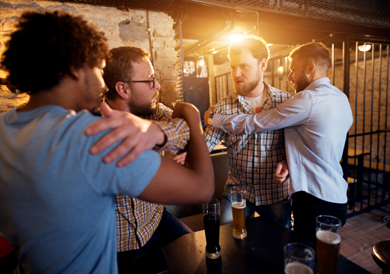 Picture of men fighting in a bar