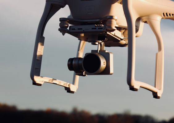 close up shot of a drone with a camera