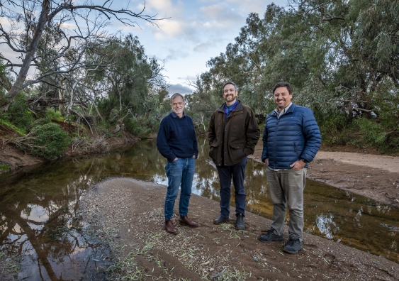 Richard Kingsford, Attila Brungs and and Hedley Grantham at Fowlers Gap