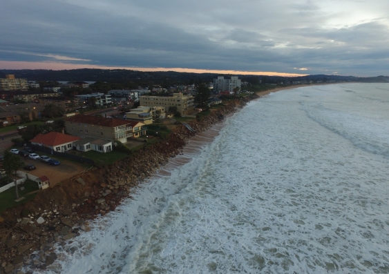 drone shot of the recent storms at narrabeen-collaroy and wamberal nsw 2