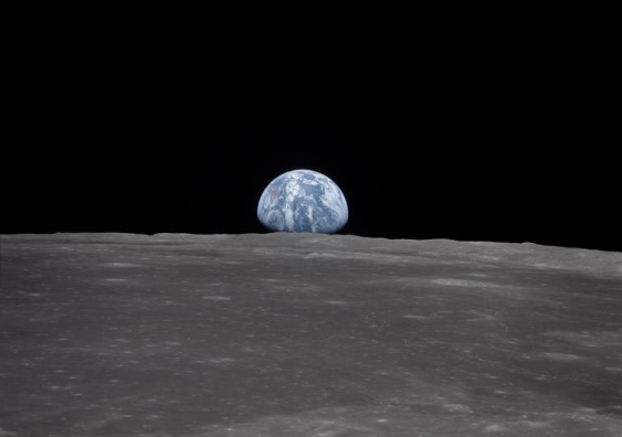 A view of Earth from the moon.