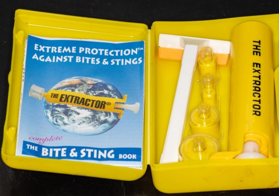 An open kit called The Extractor designed to extract venom from bites and stings