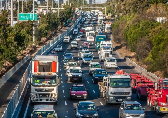 Congested traffic on the M1 highway