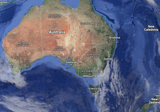 A map of Australia from Google maps
