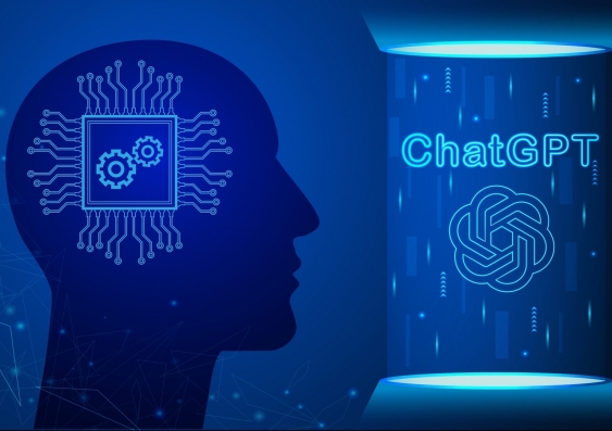 illustration of a human mind thinking next to the words chatgpt