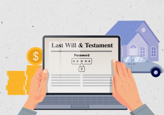 illustration of a will and password protections