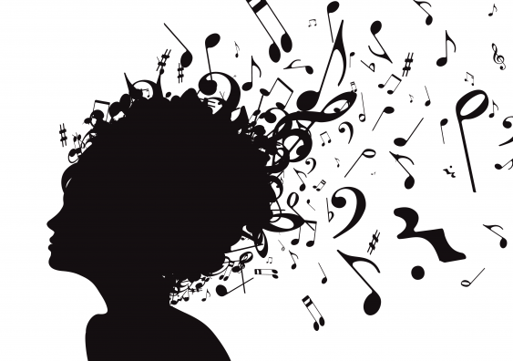 illustration of music coming out of head