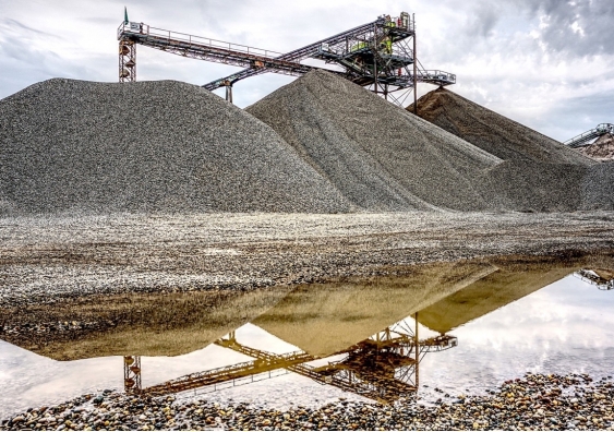 Piles of processed ore at a mine