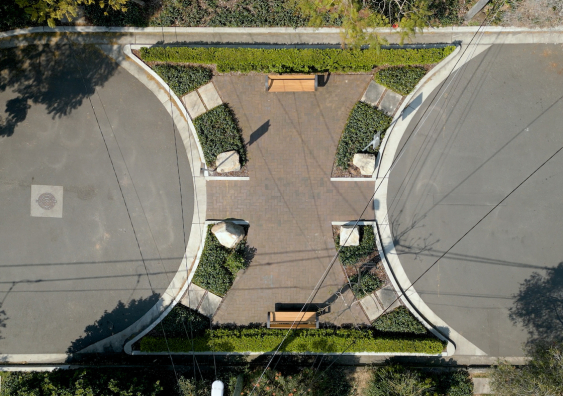 pocket park aerial view in alexandria
