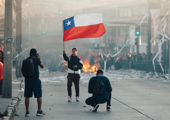  Barricades during protests against the government in Chile, 2019