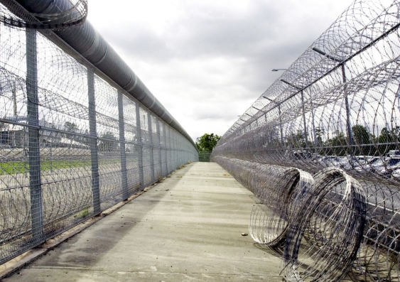 razorwire fences at a prison