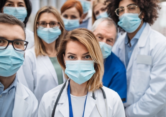 healthcare workers in masks
