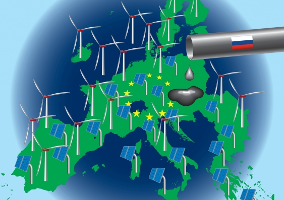 Illustration of European renewable energy instead of Russian gas