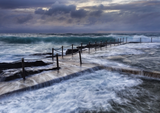 Avalon rock pool in Sydney in stormy weather