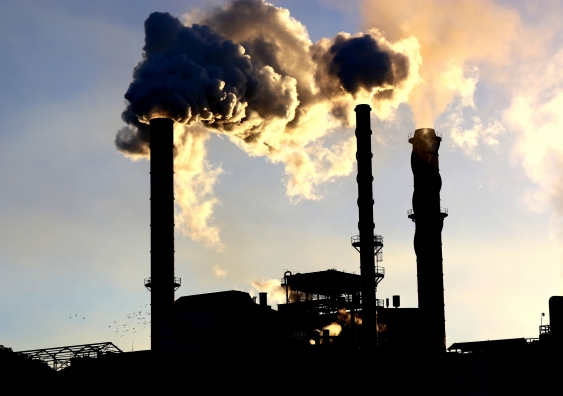 Factory smoke polluting the environment