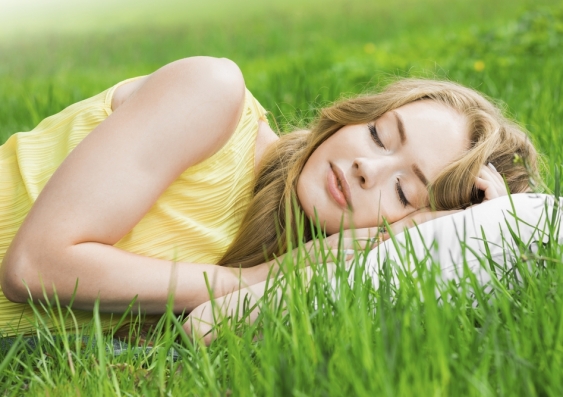 sleeping on grass