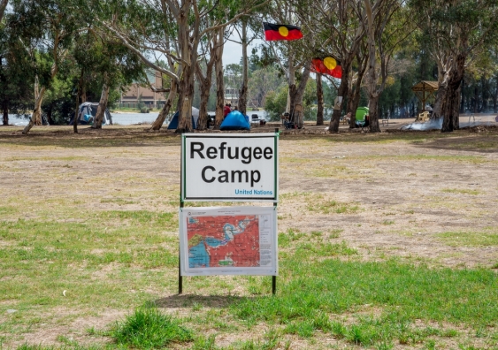 A Refugee Camp in Heirisson Island, Western Australia.