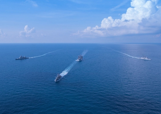 Defence boats at sea