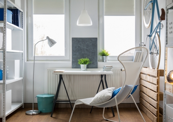 small bright studio flat with white furniture