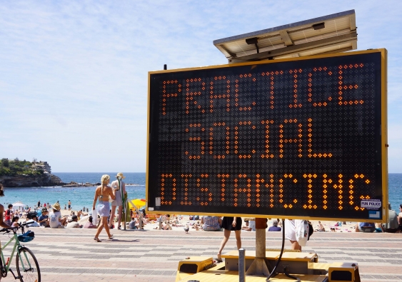Social distance sign Coogee Beach