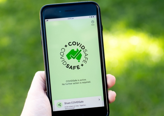 the covidsafe app opening screen displayed on a mobile phone