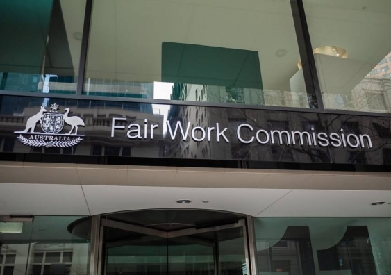 Outside the offices of the Fair Work Commission