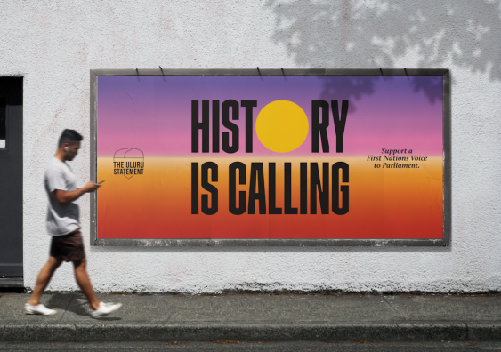 poster in street that reads 'history is calling'.