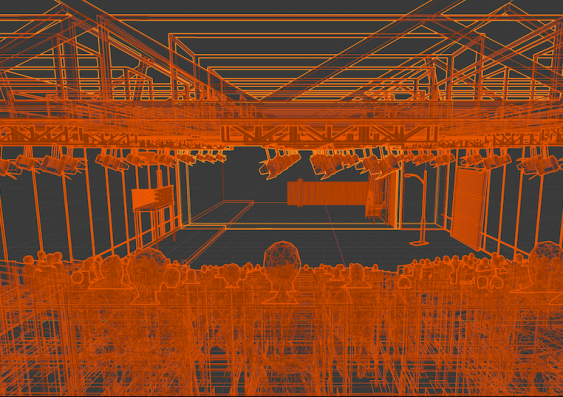 wireframe image of theatre in 3D cinema