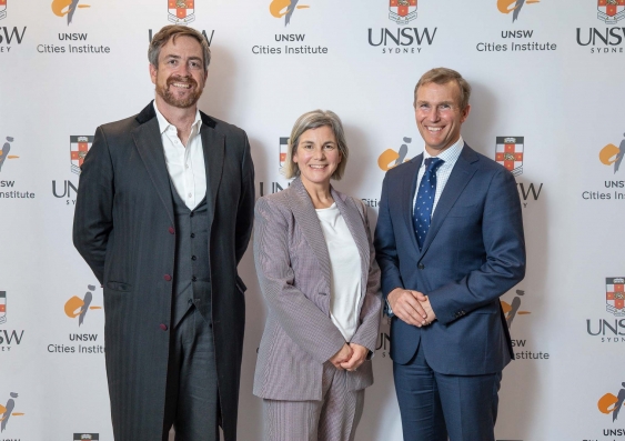 Vice Chancellor and President of UNSW, Professor Brungs, Professor Claire Annesley, Dean of UNSW Arts, Design & Architecture and Minister for Cities Rob Stokes