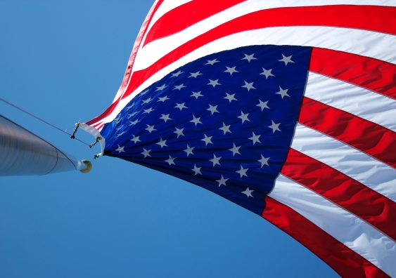 US flag flying full mast