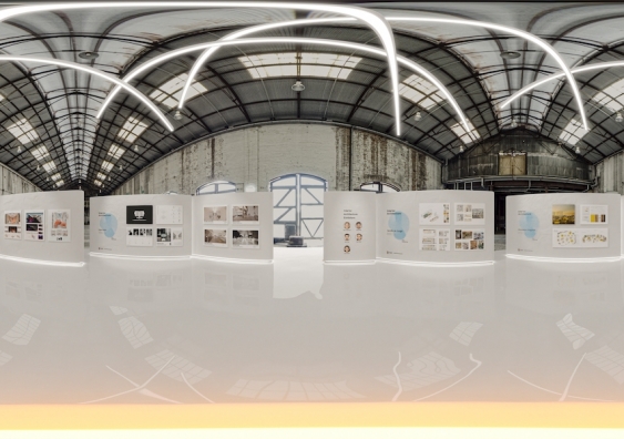 Virtual interior architecture exhibit in warehouse