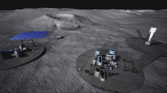 Illustration of 3D printed structures on the Moon