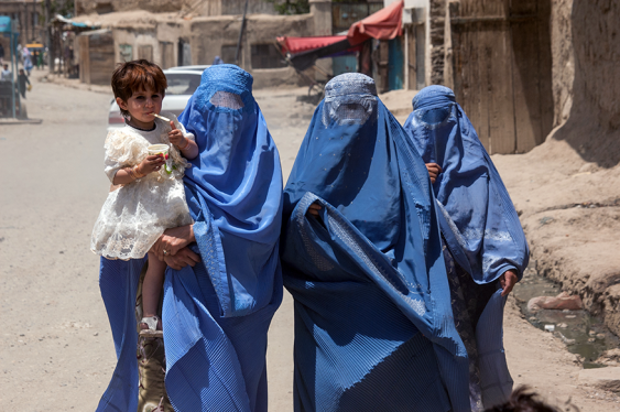 Women in Afghan burqa