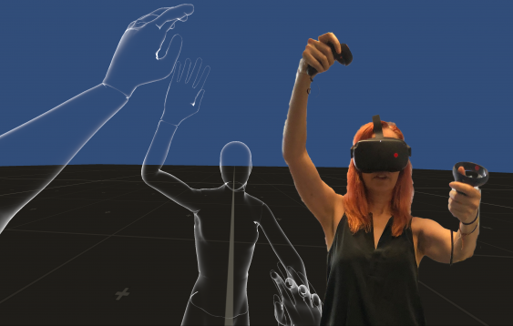 Body mapping session in Virtual Reality using EmbodiMap developed by UNSW fEEL Lab Scientia Professor Jill Bennett and lead immersive media designer Volker Kuchelmeister. Image: Dr Jill Bennett.png