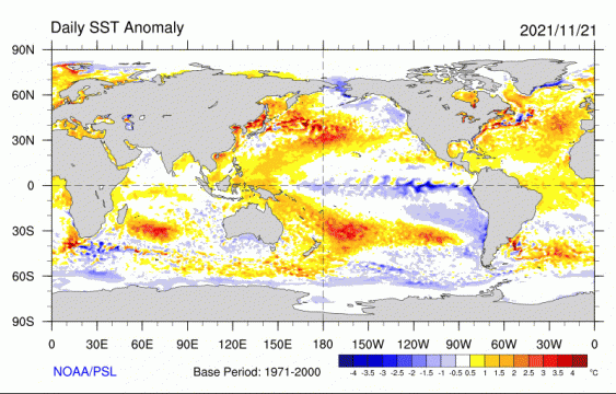 Sea surface temperature anomalies graphic