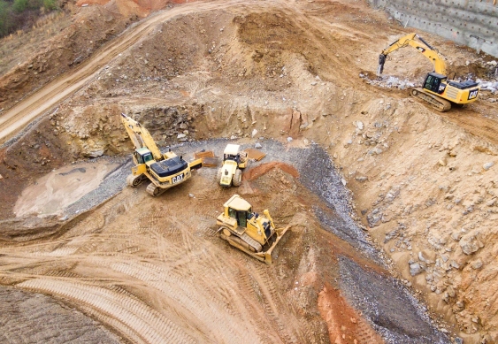Trucks on a mining site