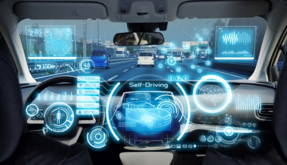Interior of a futuristic autonomous vehicle