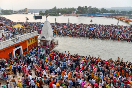 Crowds at religious festival in Haridwar