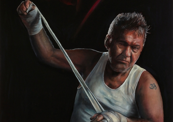 A detail from Jamie Preisz's portrait of Jimmy Barnes, which has won the Packing Room Prize. Image: Supplied
