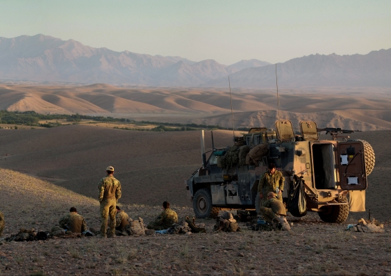 Personnel of the Australian Defence Force on patrol in Uruzgan Province, Afghanistan 2010.  Photo:  Neale Maude ABC Four Corners
