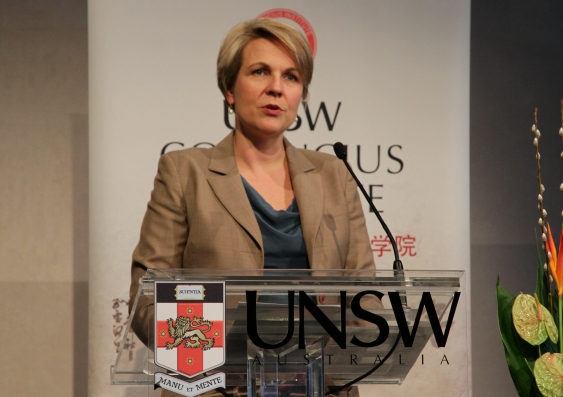 Opposition Foreign Affairs spokesperson Tanya Plibersek addressing the Confucius Institute audience