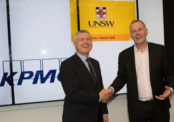 Morgan McCullough, KPMG Lead Partner and Co-Chair of the UNSW-KPMG Collaboration, with Professor Brian Boyle, Deputy Vice Chancellor, Enterprise, UNSW Sydney. Photo: Supplied