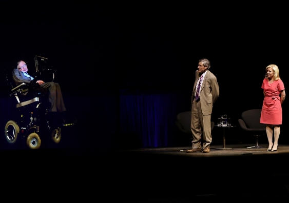 Professor Stephen Hawking appeared as a hologram at the Sydney Opera House in 2015. Photo: Prudence Upton