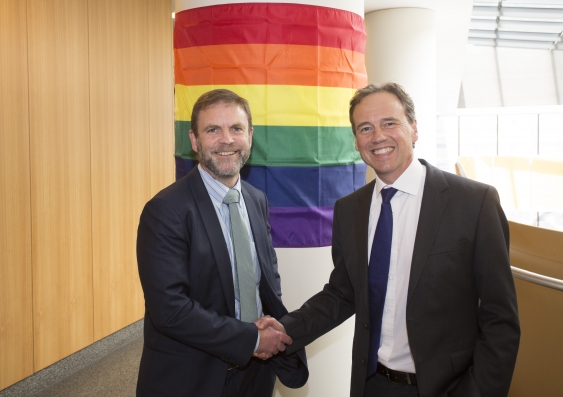 UNSW Medicine Acting Dean Anthony Kelleher and Federal Health Minister Greg Hunt. Photo: Quentin Jones